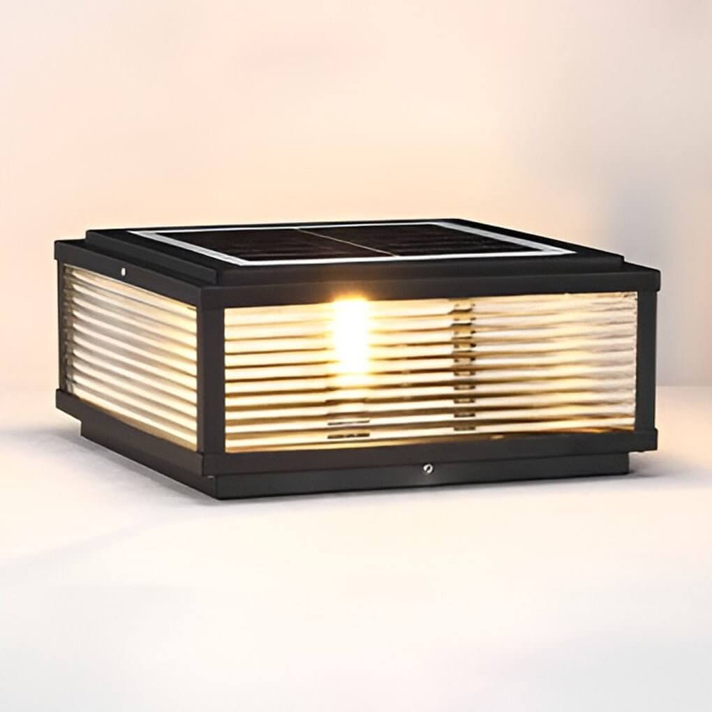 Outdoor LED Pillar Wall Light with Ribbed Glass | Modern Waterproof Gate Lamp