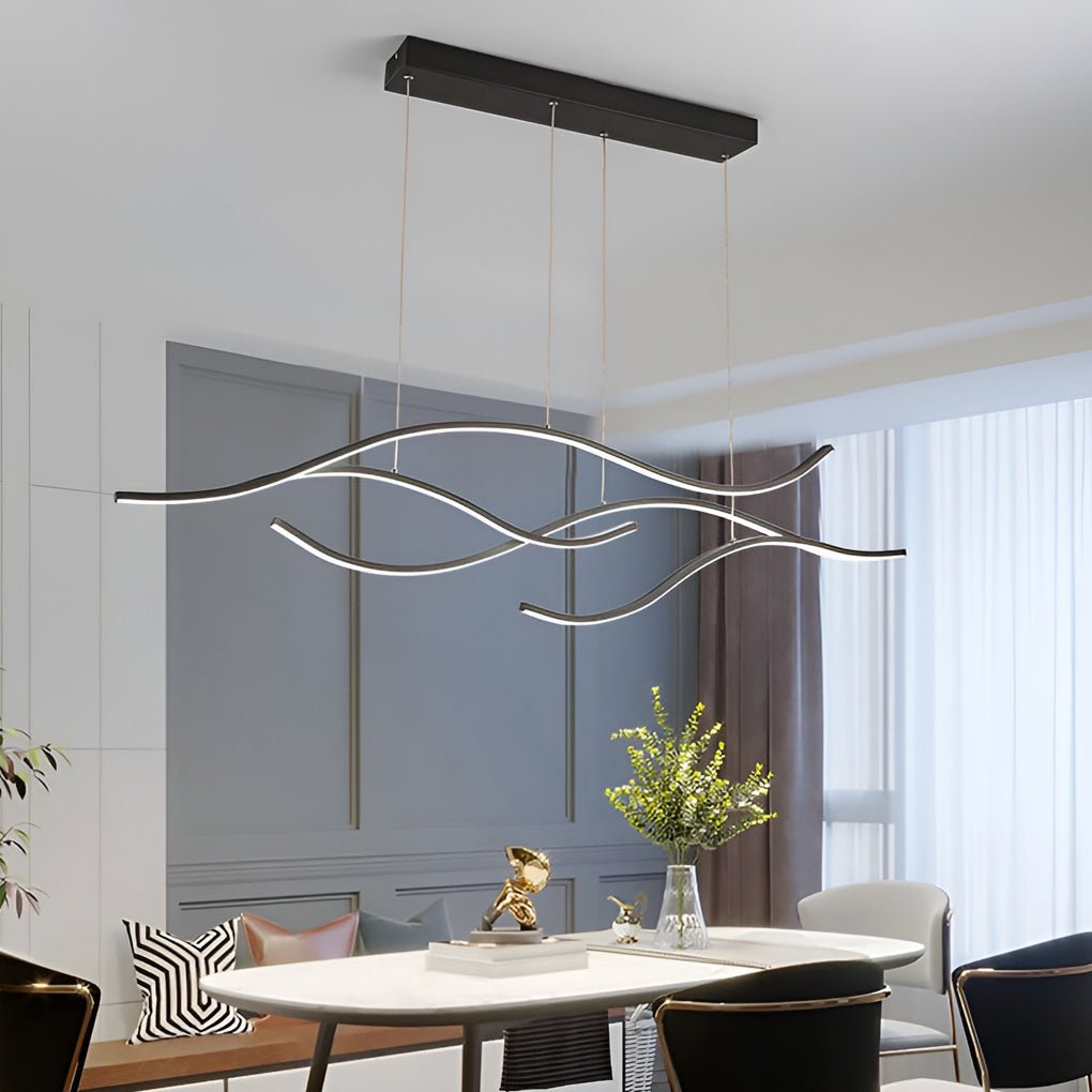 Modern LED Wave Pendant Ceiling Light | Stylish Linear Hanging Lamp