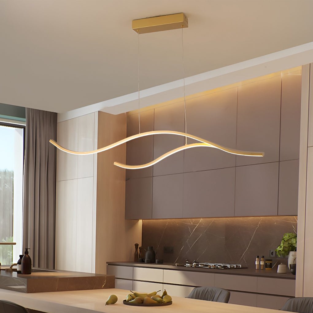 Modern LED Wave Pendant Ceiling Light | Stylish Linear Hanging Lamp
