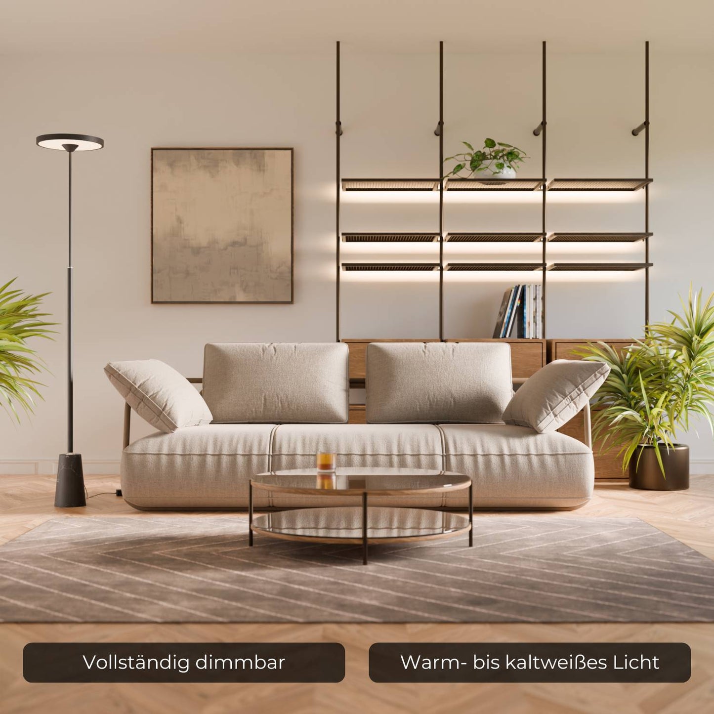 Modern Lantern Style Floor Lamp with Round Head | Elegant Standing Light for Living Room