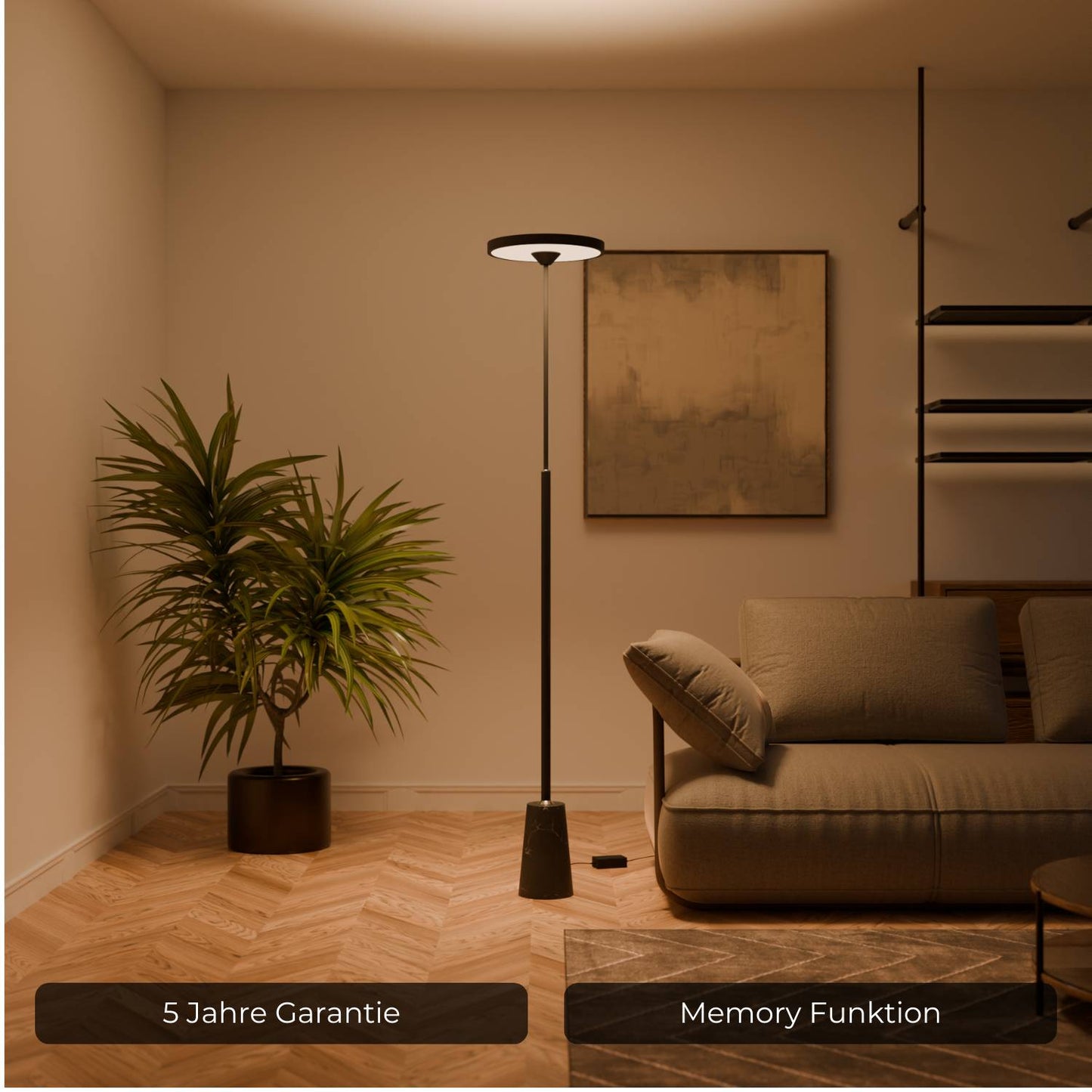 Modern Lantern Style Floor Lamp with Round Head | Elegant Standing Light for Living Room
