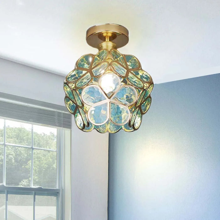 Glass Flower Ceiling Lamp | Elegant Decorative Light for Hallway or Bedroom