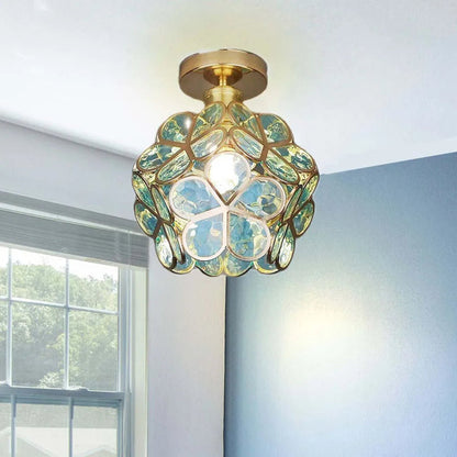 Glass Flower Ceiling Lamp | Elegant Decorative Light for Hallway or Bedroom