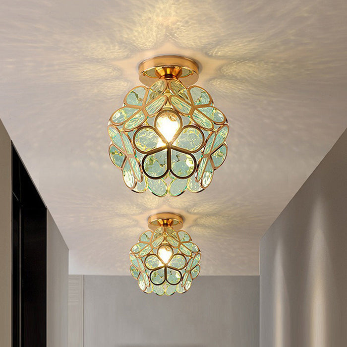 Glass Flower Ceiling Lamp | Elegant Decorative Light for Hallway or Bedroom