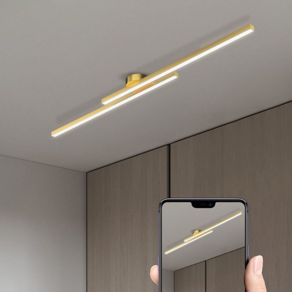 Modern Aluminium LED Ceiling Light | Long Strip Living Room Flush Mount Lamp
