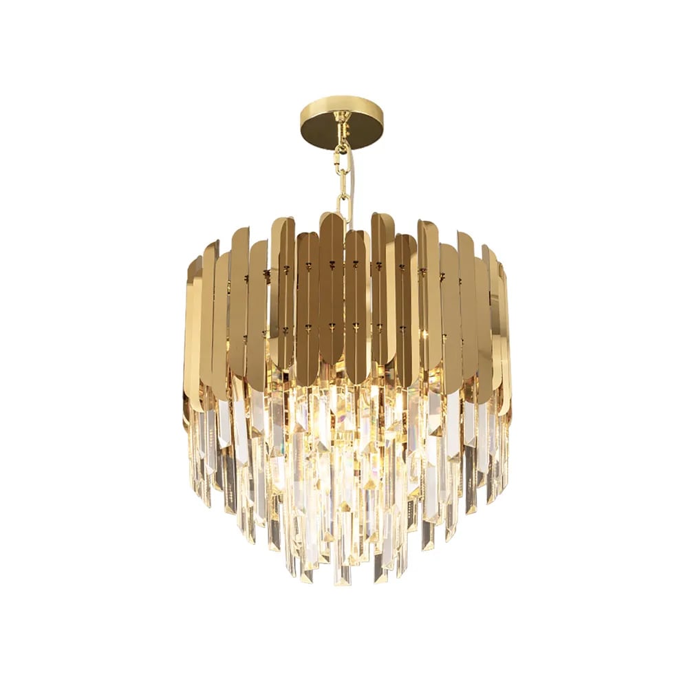 Gold Crystal Chandelier with Tiered Design | Modern Elegant Ceiling Light