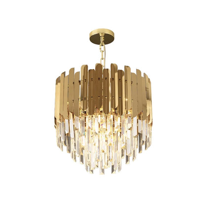 Gold Crystal Chandelier with Tiered Design | Modern Elegant Ceiling Light
