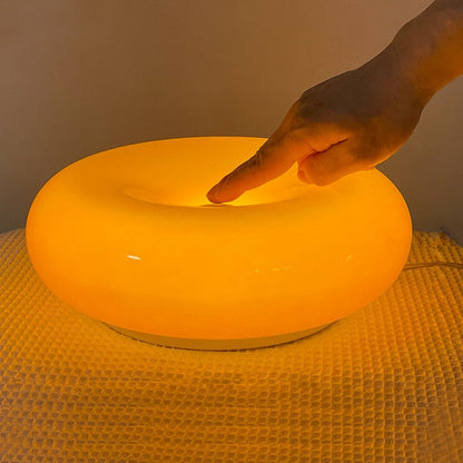 Modern Round Glass Wall Lamp with Donut Design | Touch LED Sconce for Bedroom