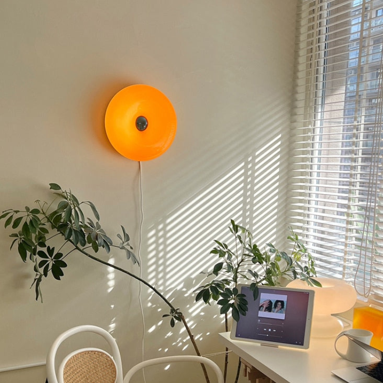 Modern Round Glass Wall Lamp with Donut Design | Touch LED Sconce for Bedroom