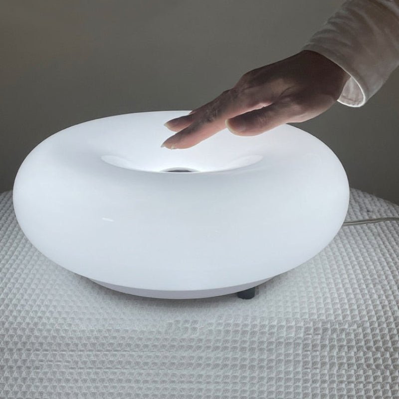 Modern Round Glass Wall Lamp with Donut Design | Touch LED Sconce for Bedroom
