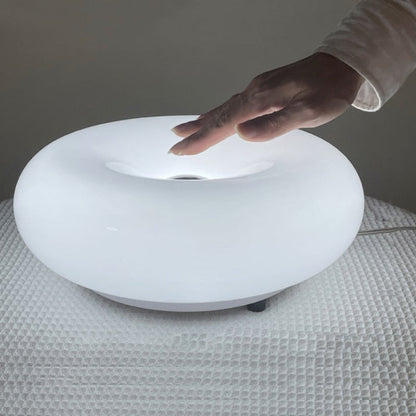 Modern Round Glass Wall Lamp with Donut Design | Touch LED Sconce for Bedroom