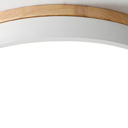 Round LED Ceiling Light with Wood Finish | Modern Bedroom Living Room Lamp