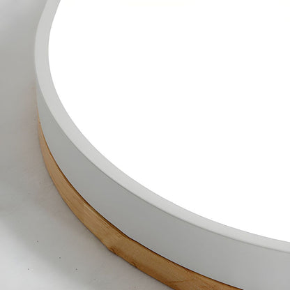 Round LED Ceiling Light with Wood Finish | Modern Bedroom Living Room Lamp