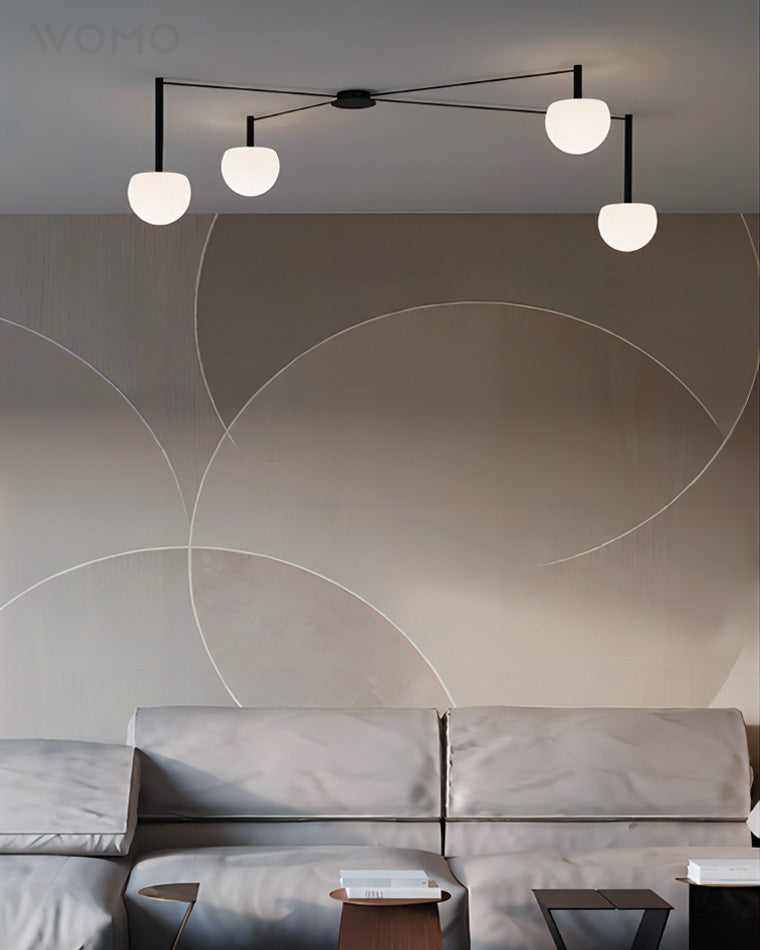 Frosted Glass Globe Ceiling Light for Living Room | Modern Decorative Chandelier Lamp