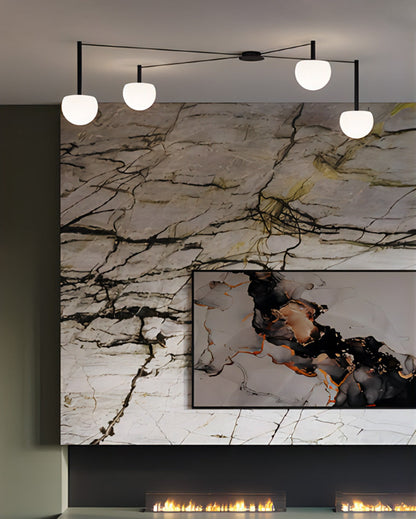 Frosted Glass Globe Ceiling Light for Living Room | Modern Decorative Chandelier Lamp
