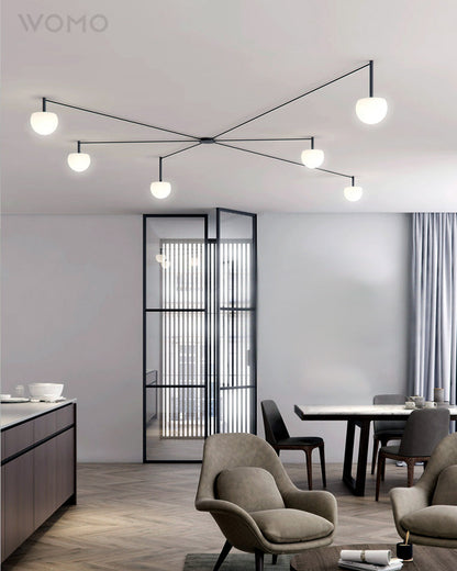 Frosted Glass Globe Ceiling Light for Living Room | Modern Decorative Chandelier Lamp