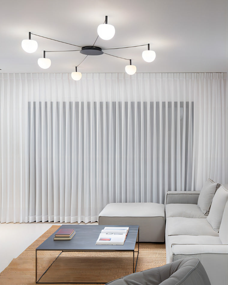Frosted Glass Globe Ceiling Light for Living Room | Modern Decorative Chandelier Lamp