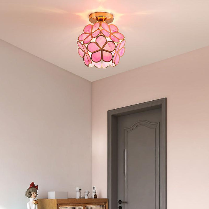 Glass Flower Ceiling Lamp | Elegant Decorative Light for Hallway or Bedroom
