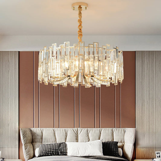 Golden Crystal Chandelier for Living Room | Modern Elegant Ceiling Light