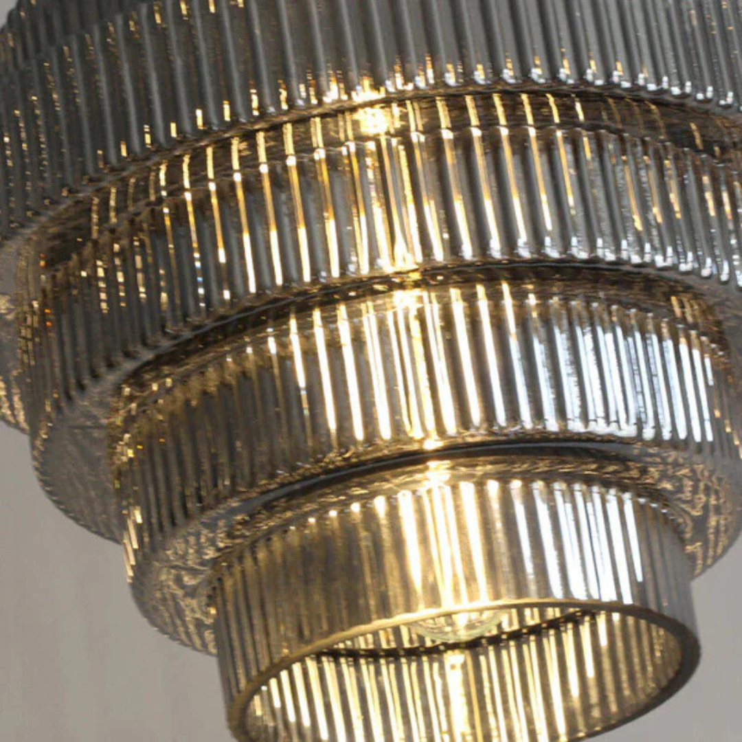 Glass and Brass Ceiling Lamp | Retro Modern Pendant Light for Dining or Living Room