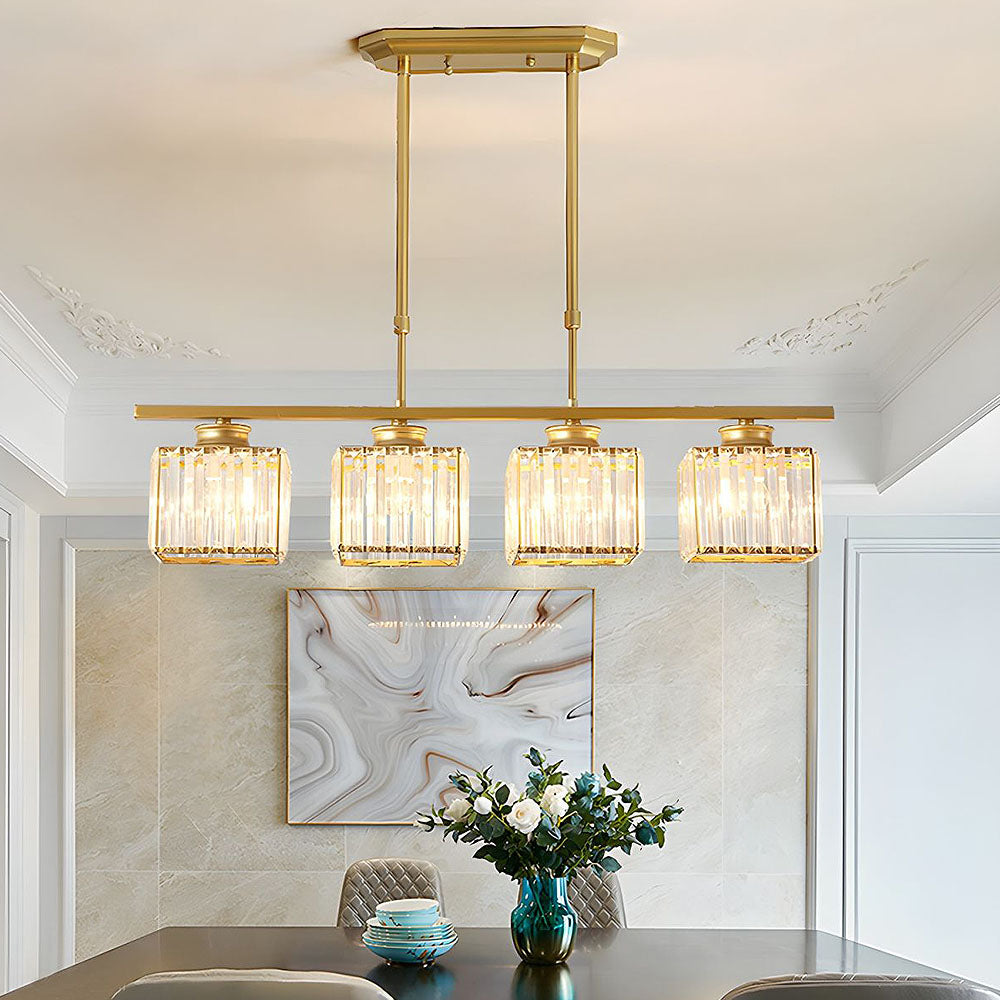 Modern Rectangular Glass Chandelier | LED Dining Room Kitchen Ceiling Light