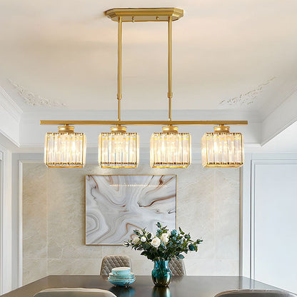 Modern Rectangular Glass Chandelier | LED Dining Room Kitchen Ceiling Light