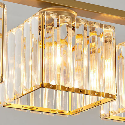 Modern Rectangular Glass Chandelier | LED Dining Room Kitchen Ceiling Light
