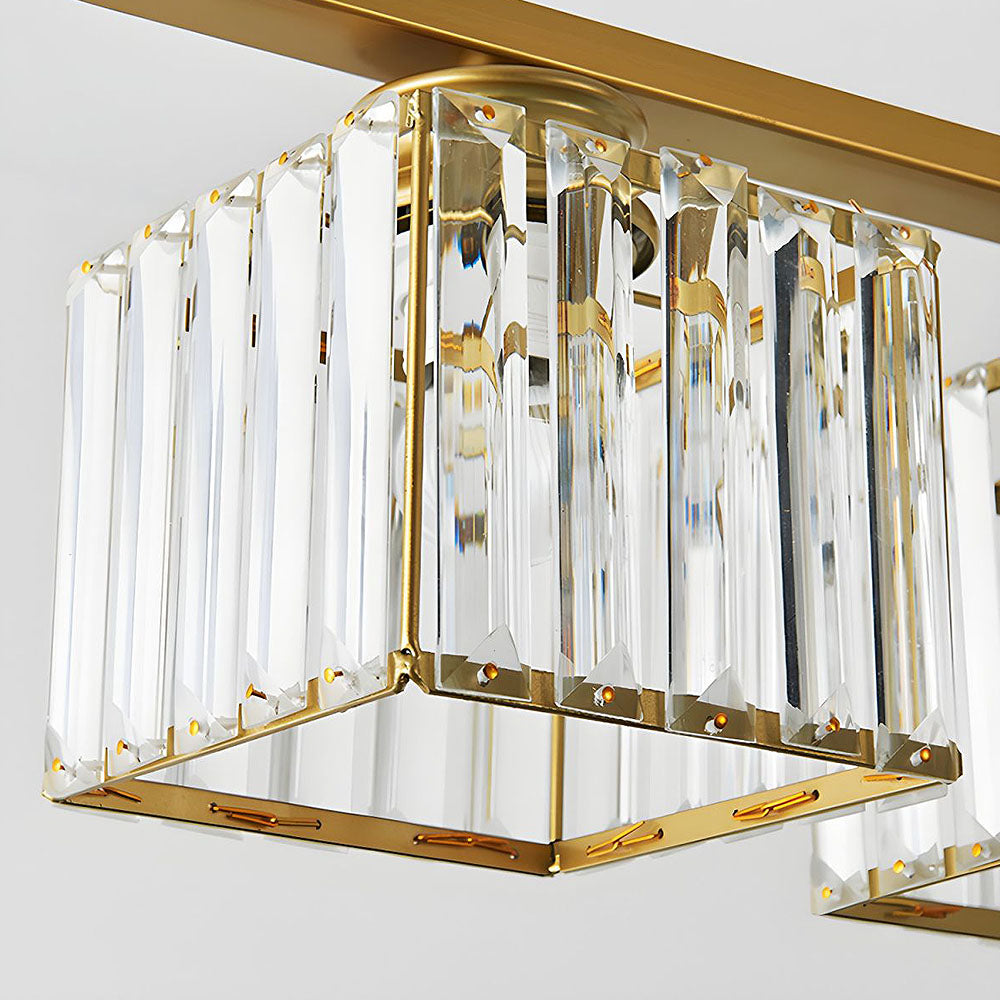 Modern Rectangular Glass Chandelier | LED Dining Room Kitchen Ceiling Light