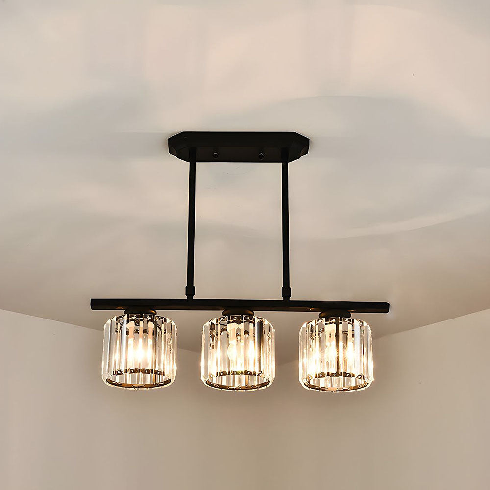 Modern Rectangular Glass Chandelier | LED Dining Room Kitchen Ceiling Light