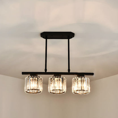 Modern Rectangular Glass Chandelier | LED Dining Room Kitchen Ceiling Light