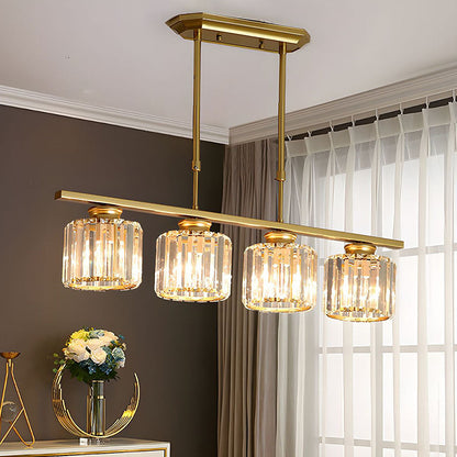 Modern Rectangular Glass Chandelier | LED Dining Room Kitchen Ceiling Light