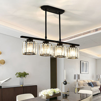 Modern Rectangular Glass Chandelier | LED Dining Room Kitchen Ceiling Light