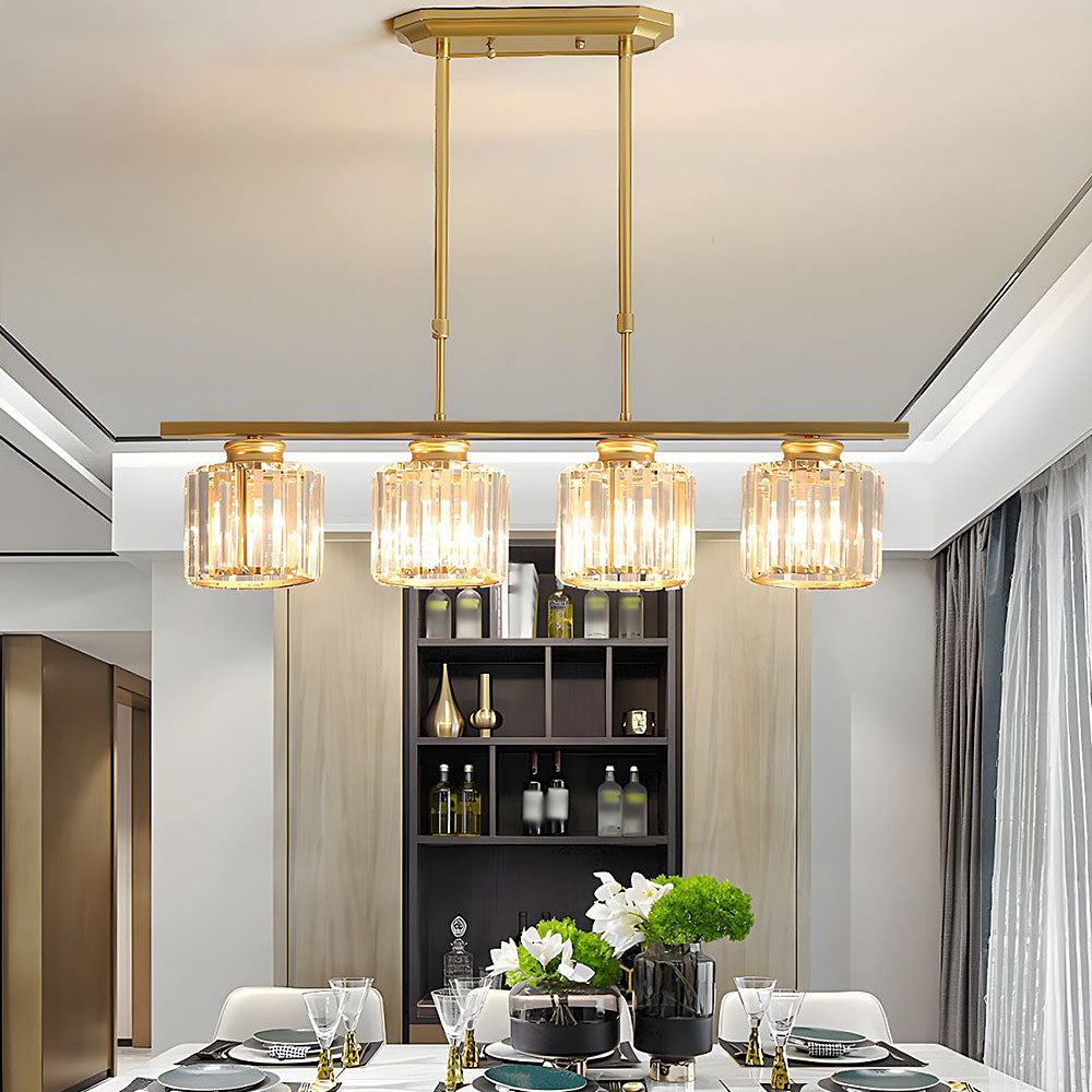 Modern Rectangular Glass Chandelier | LED Dining Room Kitchen Ceiling Light