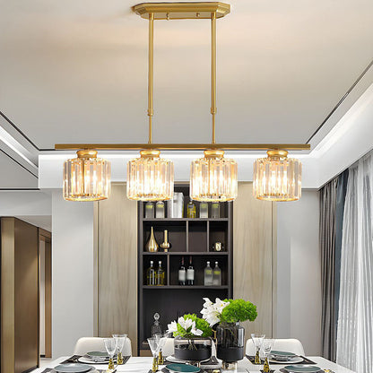 Modern Rectangular Glass Chandelier | LED Dining Room Kitchen Ceiling Light