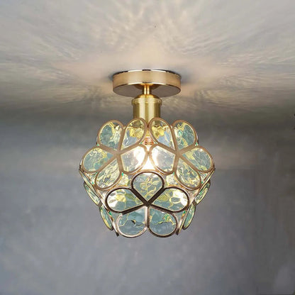 Glass Flower Ceiling Lamp | Elegant Decorative Light for Hallway or Bedroom