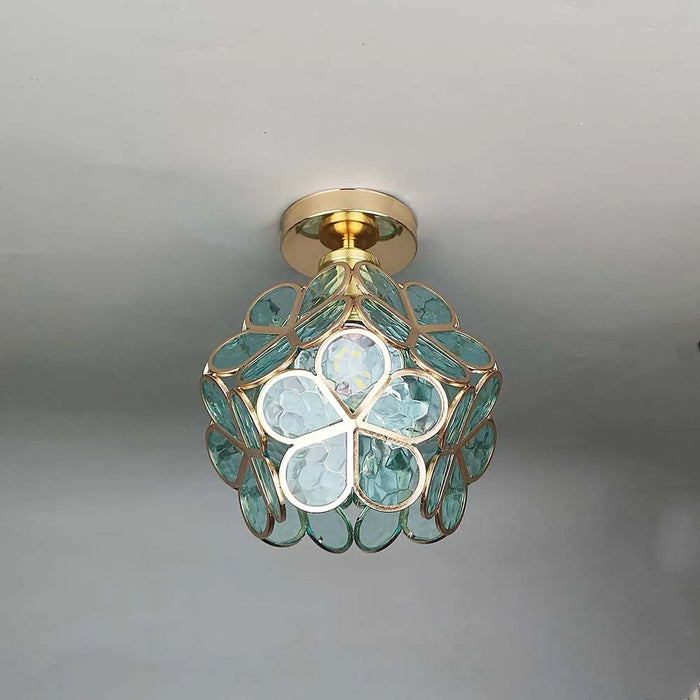 Glass Flower Ceiling Lamp | Elegant Decorative Light for Hallway or Bedroom