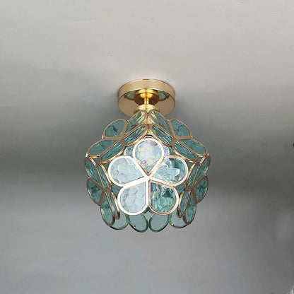 Glass Flower Ceiling Lamp | Elegant Decorative Light for Hallway or Bedroom