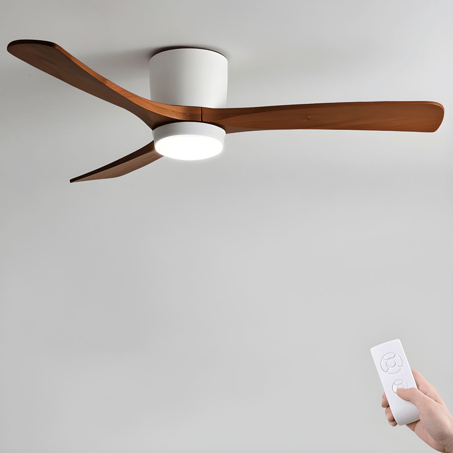 Modern Nordic Wooden Ceiling Fan with LED Light | Quiet Bedroom Ceiling Lamp