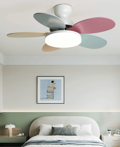 Modern Ceiling Fan Lamp with LED Light | Quiet Bedroom Ceiling Fan with Remote