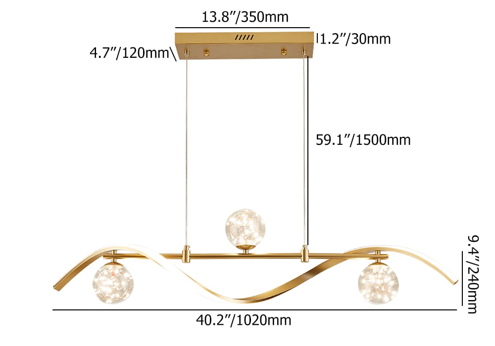 Modern Linear Chandelier with Glass Globes | Elegant LED Ceiling Light