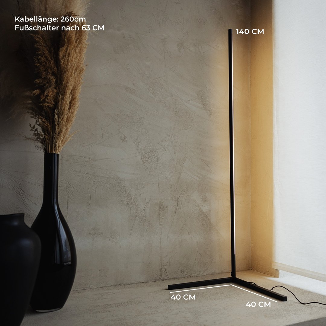 Minimalist LED Corner Floor Lamp with Remote Control | Modern Standing Light