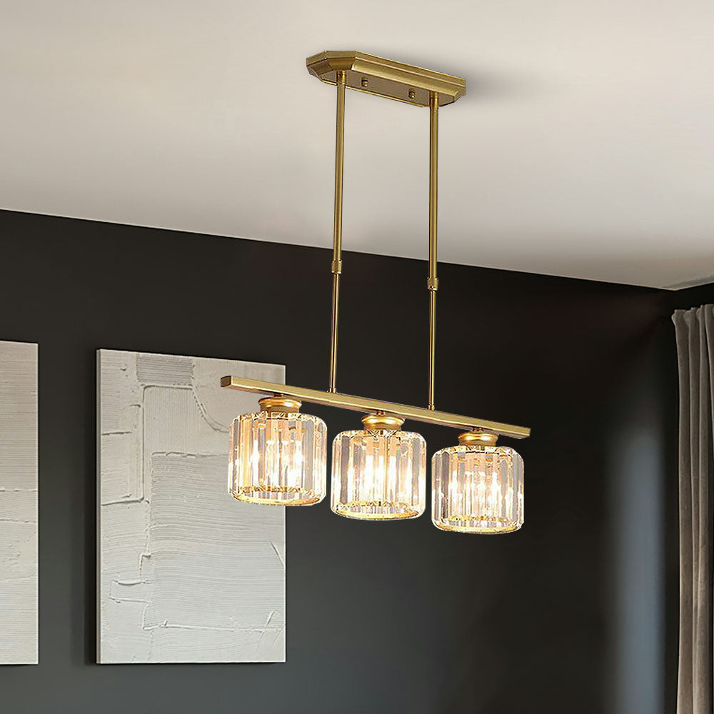 Modern Rectangular Glass Chandelier | LED Dining Room Kitchen Ceiling Light