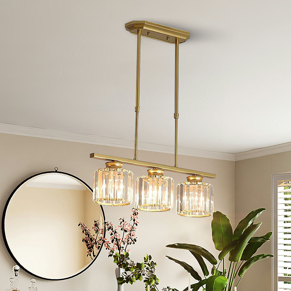 Modern Rectangular Glass Chandelier | LED Dining Room Kitchen Ceiling Light