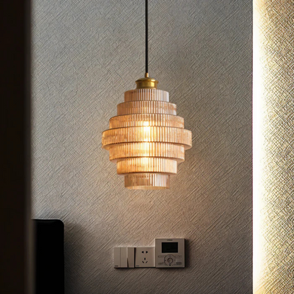 Glass and Brass Ceiling Lamp | Retro Modern Pendant Light for Dining or Living Room