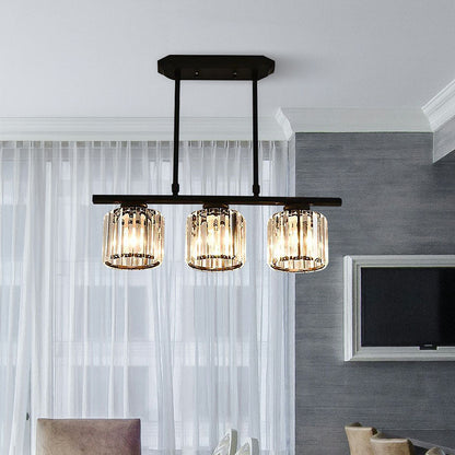 Modern Rectangular Glass Chandelier | LED Dining Room Kitchen Ceiling Light