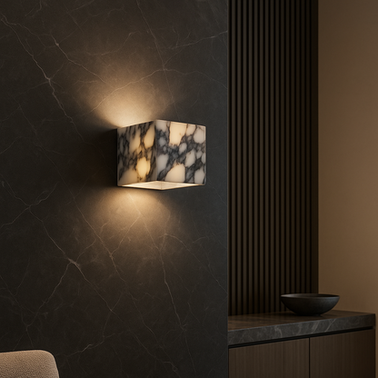 Marble Cube Wall Light for Bedroom | Modern LED Sconce