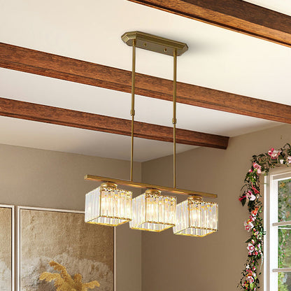 Modern Rectangular Glass Chandelier | LED Dining Room Kitchen Ceiling Light