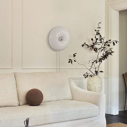 Modern Round Glass Wall Lamp with Donut Design | Touch LED Sconce for Bedroom