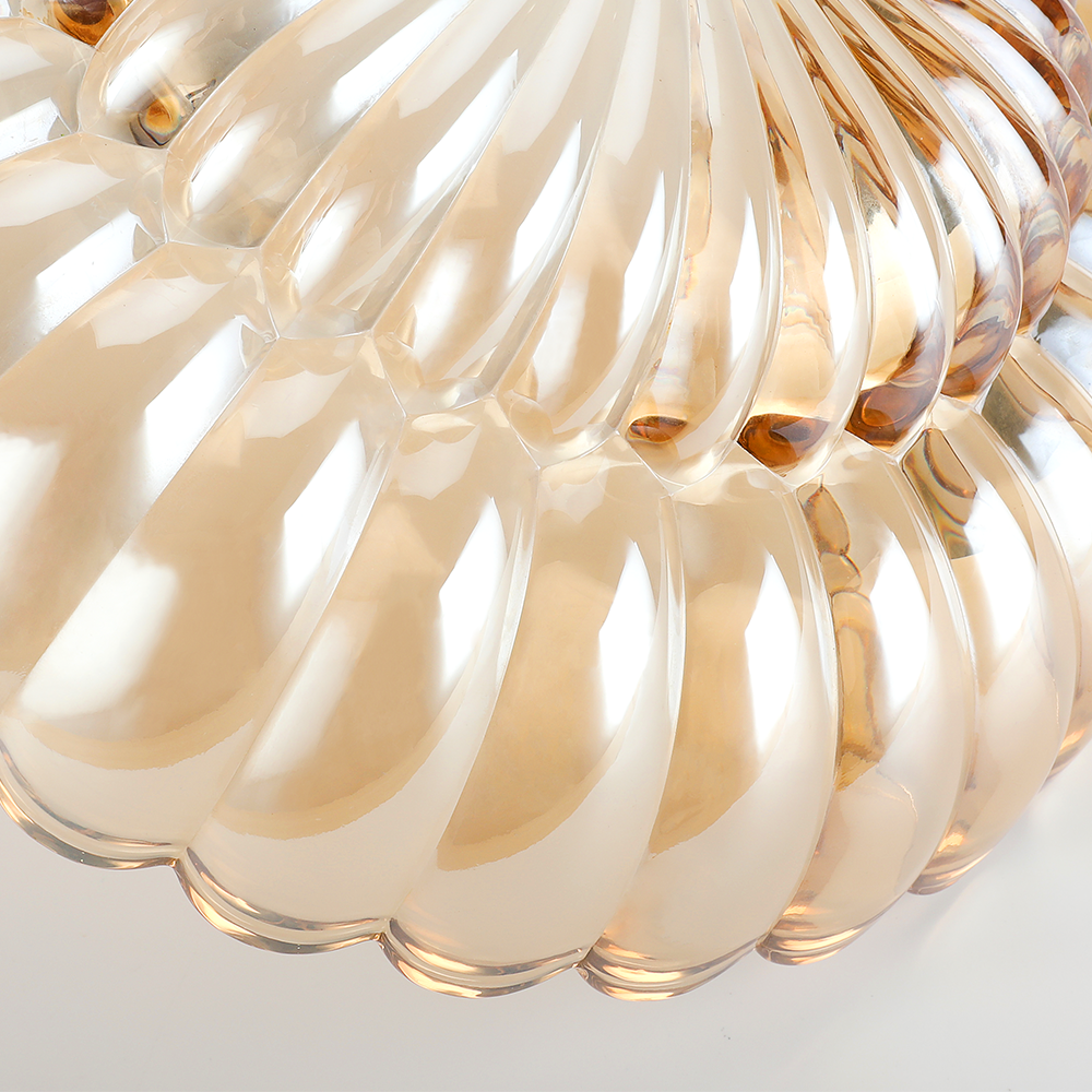 Vintage Amber Glass Semi Flush Ceiling Light for Bedroom | Classic Ceiling Lamp Design