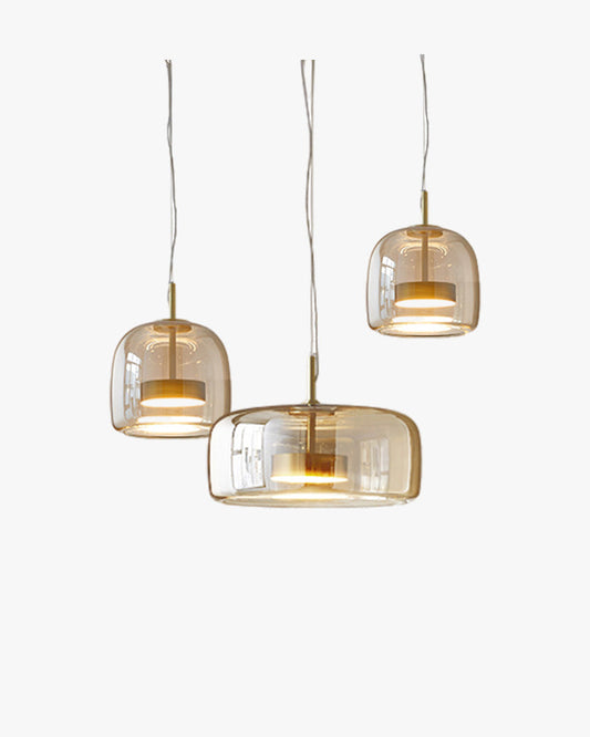 Modern Drum Glass Pendant Ceiling Light | Elegant Hanging Lamp for Dining Room
